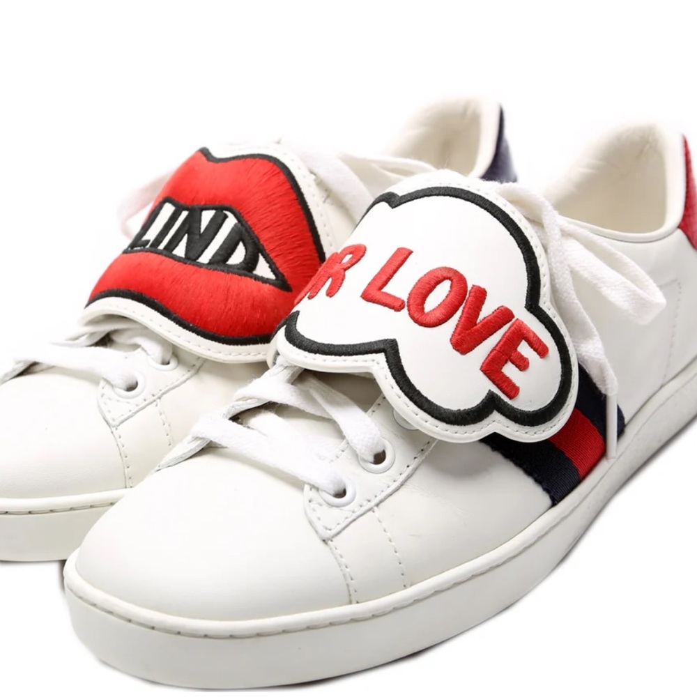 Gucci Ace Web Blind For Love Sneakers Size 36.5
